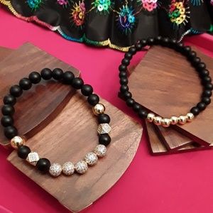 NEW Genuine Onyx and Zircon Mineral  Bracelets